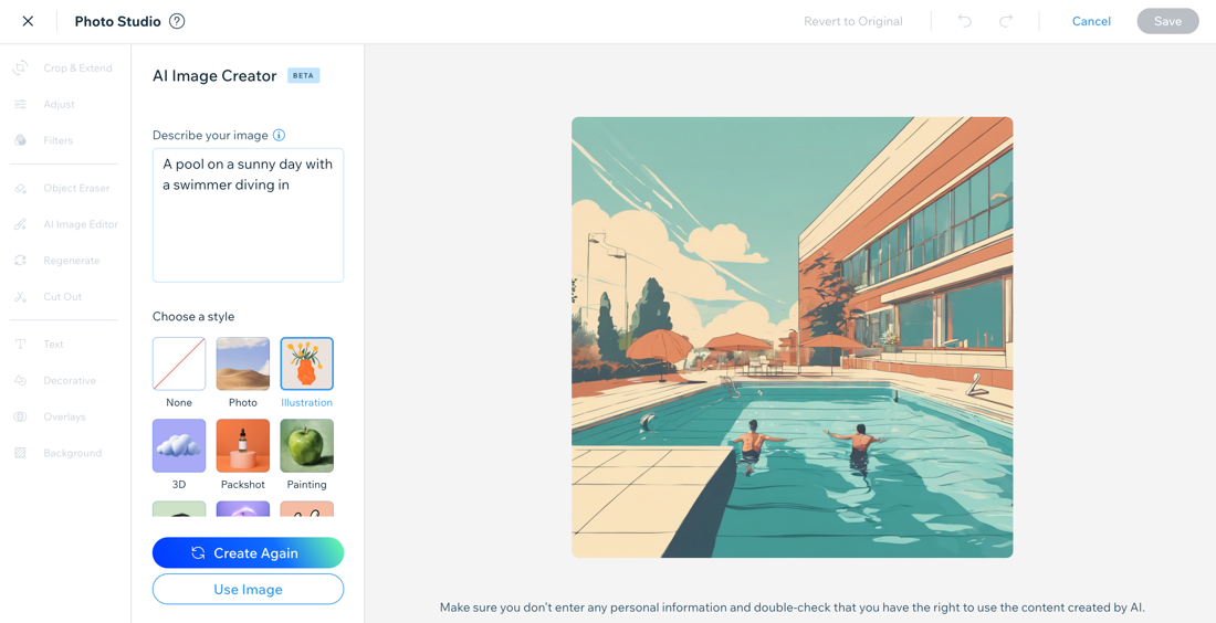 Wix AI Image Creator